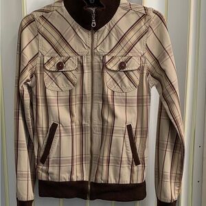 Fossil Vintage Y2K Style Plaid Bomber Jacket
